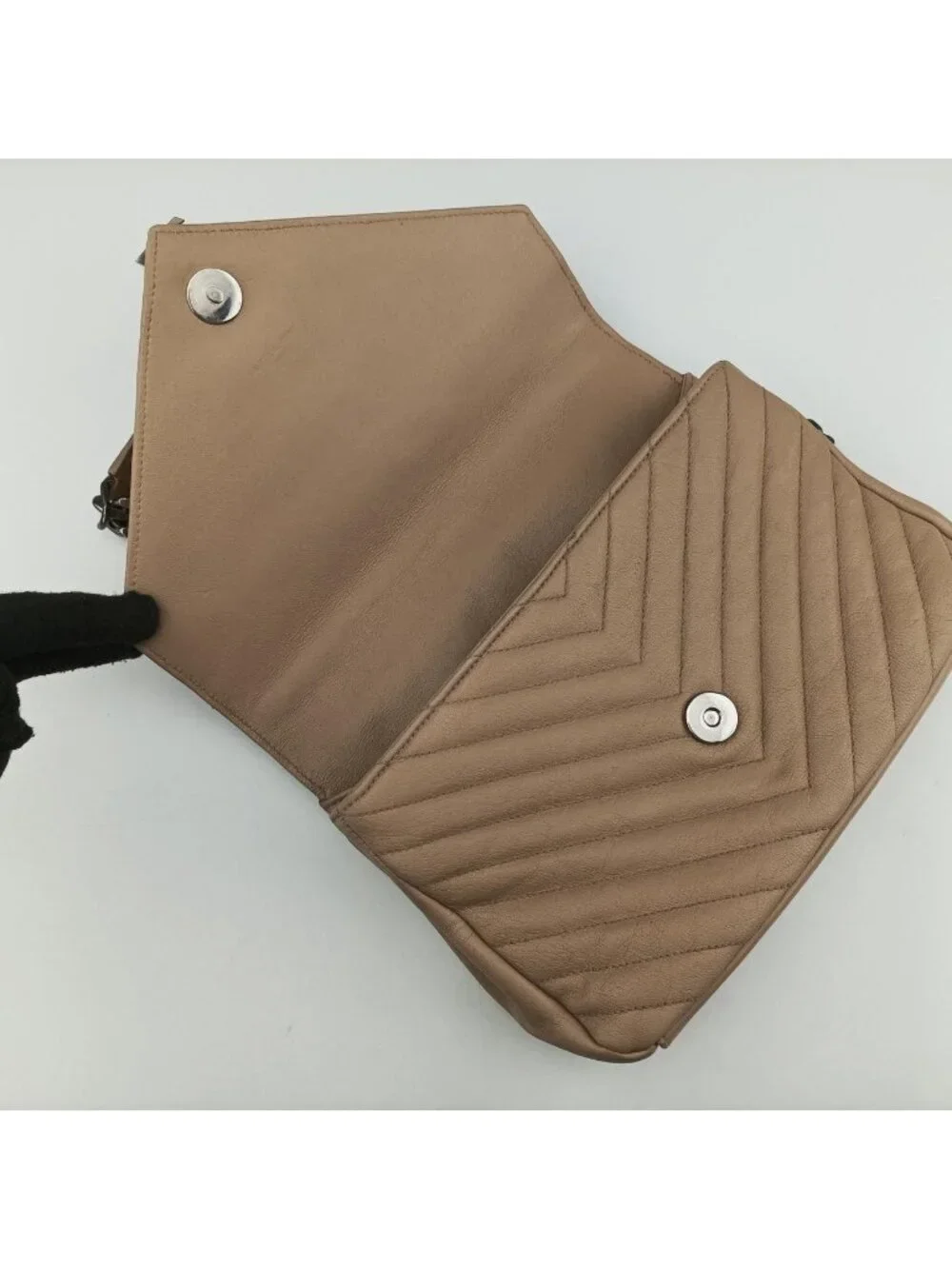 Saint Laurent Carre Beige Leather Shoulder Bag